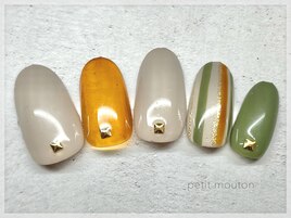 【秋色ストライプネイル】