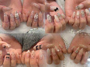 リリー 大阪駅前第一ビル店(Lily)の写真/【大人可愛いアートが充実】カラーパーツ組み合わせで爪先から気分もUP☆イベントネイルもお任せ♪