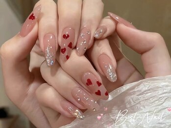 Best Nail 銀座店【ワンホンネイル・スカルプ・パラジェル・上品ジェルネイル】/バレンタインデザイン