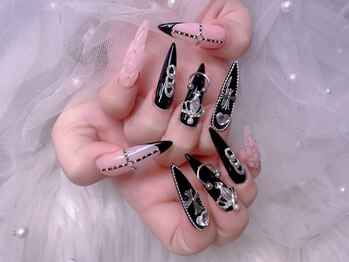 スノーネイルサロン 新宿店(Snow nail salon)/黒ピンククロスキルティング