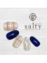 ネイルアンドアイラッシュサロン ソルティ 寺田町(salty)/ミラーチェックネイル