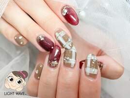 秋のチェックネイル♪