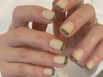アイネイルズ 天神今泉店(I-nails)/【misa.s】グリーンフレンチ