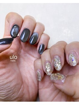 ウロネイルズ(ulo nails)/ブラック×シルバーネイル
