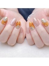 ピオニーネイル(peony nail)/べっ甲×ミラーひまわり