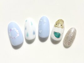しずく　カエル　手描き　ホロ