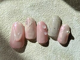オフィスピンク/透明感ネイル