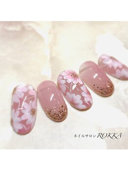 華やかフラワーネイル