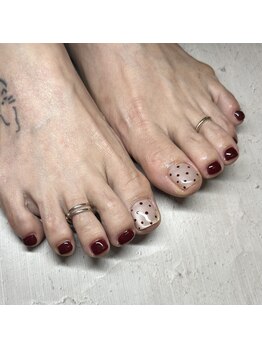 アイリッシュネイル 久屋大通店(Irish Nail)/ボルドー × ドット