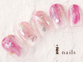 塗りかけ星シアーネイル　8000円
