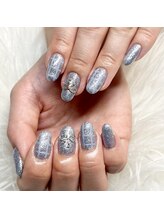 マイオティック ネイル(miotic nail)/ブルーラメチェックデザイン