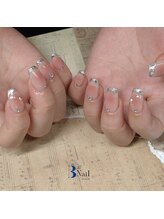 ビートゥーネイル 梅田(B to Nail)/チーク×ガラスフレンチネイル