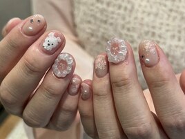 フリルネイル/ピンク