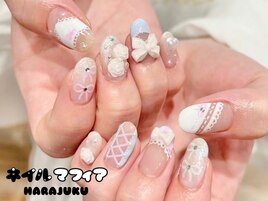 ガーリー/リボン/バラ/レース