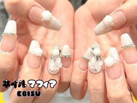 ホワイト/冬ネイル/フレンチ