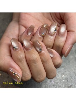 サロン アクア(salon akua)の写真/毎月変わる定額デザインで指先を彩る！シンプルからトレンドまで幅広くお任せ♪