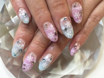 ラリュールネイル(L'Allure nail)/パステル雪の結晶ネイル¥9200