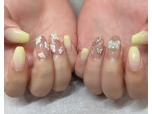 ネイルアンドアイラッシュスタジオ シュシュ(chouchou)/グラデ立体花リボンパーツ