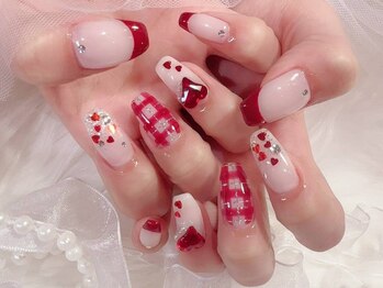 ミイネイル(Me nail)/X'masネイル2025/パールリボン