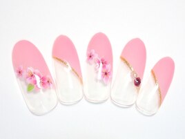 ＃春ネイル＃桜＃斜めフレンチ