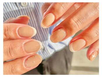 マニネイル 高の原店(mani nail)/フレンチ×ドットネイル