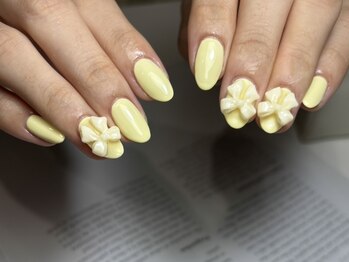 サロンドファン(salon de Fan)/イエローリボンネイル