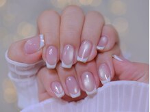 幻之花ネイル/マグネットフレンチ　ミラー