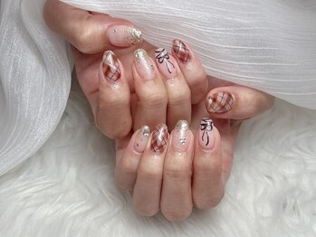 チェック柄ネイル 8980円