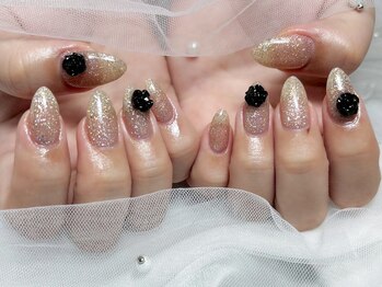 プティ アイビューティ 京橋店(peTiT eyebeauty)/ワンカラー 薔薇パーツ追加