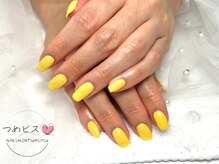 つめピス/イエローワンカラーネイル