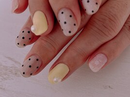 レース／ドット/バターイエロー