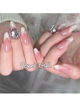 Domi Nail Salon 渋谷店　長さだし/持ち込み/フィルイン/ワンホン/フレンチ×パーツ＊