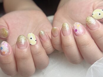 ジョアネイル(JOA Nail)/花/インク/ゴールド/グラデー
