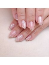 ピオニーネイル(peony nail)/ガラスフレンチ　たらしこみ