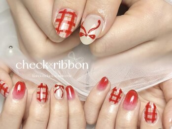 ~チェックリボンネイル~ 国立