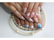 ネイルサロンスクール ビュートバタフライ 町田店(BEAUT BUTTERFLY)/夏アート満載の波ネイル