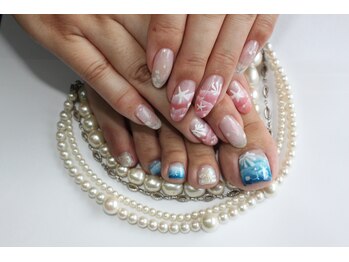 ネイルサロンスクール ビュートバタフライ 町田店(BEAUT BUTTERFLY)/夏アート満載の波ネイル