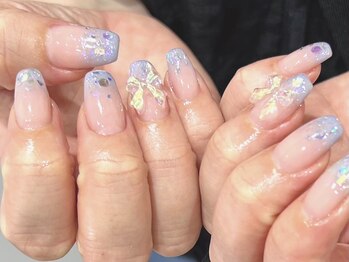 リボンネイル/ホロ/ラメグラ