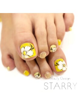 スターリー(STARRY)/フット　イエロー手描きフラワー