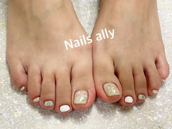 ネイルズアリー 立川店(Nails ally)/シェル×ピスタチオカラー