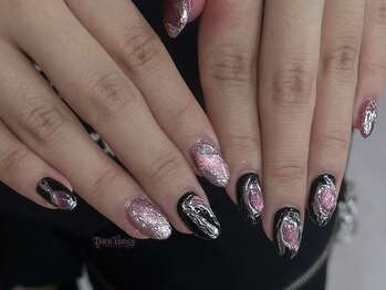 ダークハニー 原宿店(Dark Honey)/ブラックピンク韓国っぽネイル
