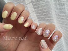 ミャウネイル(Miaou nail)/yellow × mirrorflower