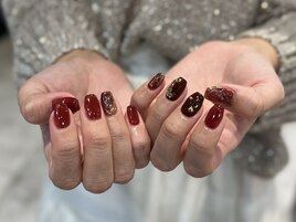 ボルドーネイル/フリルネイル