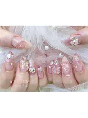 ☆A-374☆ネイルチップ 入学式 パールの上品ネイル 