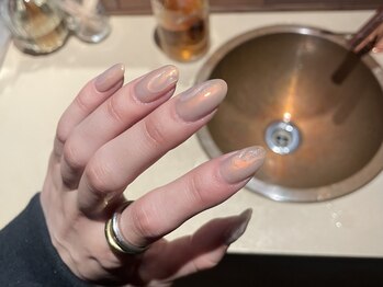 オレンジオーロラnail