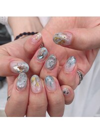クリアベースのニュアンスネイル