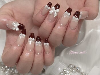 ハニ 池袋(Hanni)/レース・赤フレンチネイル