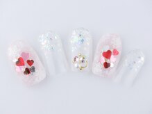 まつげアンドネイル ディアマンローズ(DIAMANT ROSE)/ハートホロネイル・90分6930円