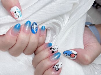 Mネイル/グラデーション|手書きアート