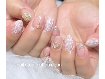 ネイルアンドアイラッシュスタジオ シュシュ(chouchou)/モテピンクツイード・パーツ